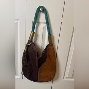 Wildwood Oyster Co Handmade Kodiak  leather hobo bag with seaweed tassel. New